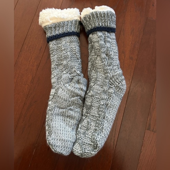 New Grey Cozy Knit Slipper Socks Women’s One size - Picture 1 of 6